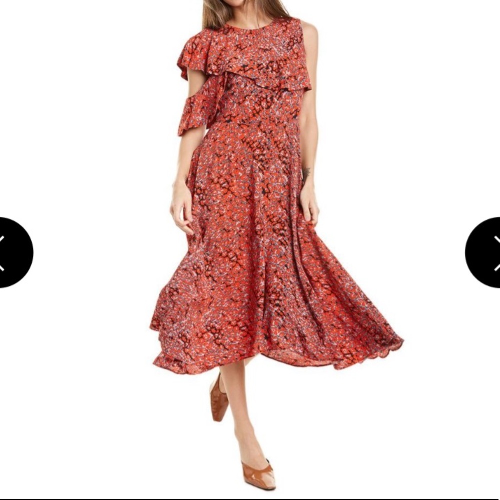 Maje cold-shoulder floral-print crepe midi dress